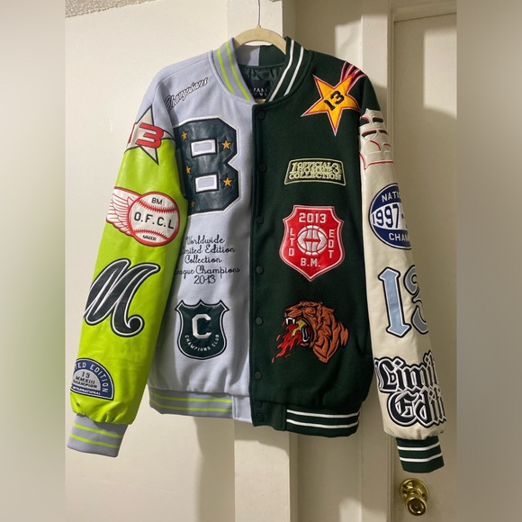 MENS VINTAGE STYLE VARSITY JACKET - Picture 2 of 7